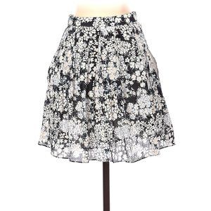 Club Monaco Black & White Floral Pleated Mini Skirt, Size US 2, Cotton & Silk